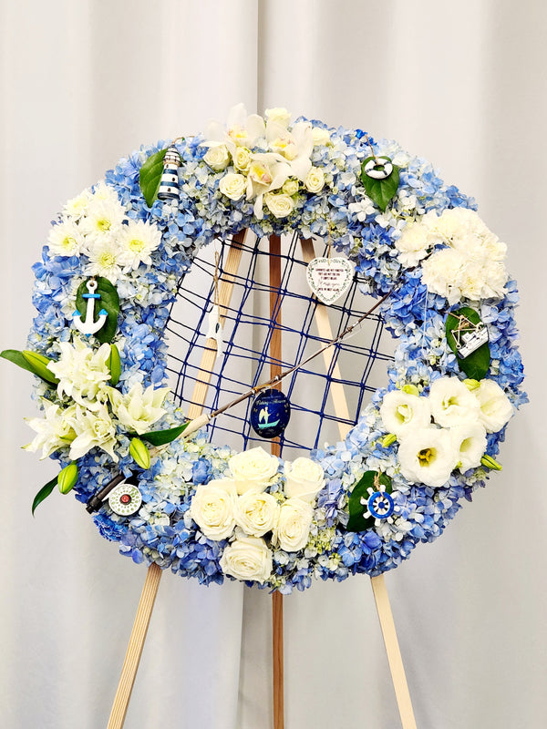 Blue & White Round Wreath