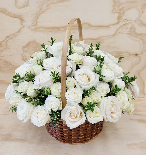 White Roses in a Basket