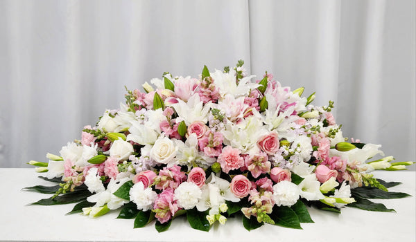 White elegance casket spray